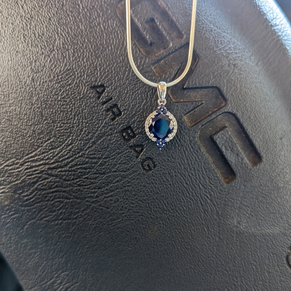 Sapphire necklace sterling silver